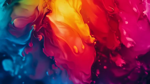 Vibrant liquid color plumes merge through deep abstract field