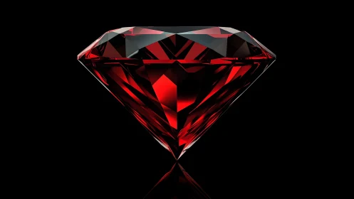 Stunning 3D Render of a Red Diamond on a Black Background.
