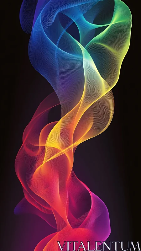 Vertical gradient waveform of multicolored light ribbons.