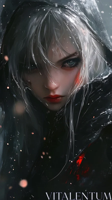 Storm-eyed rogue in a midnight hood of sparks and secrets.