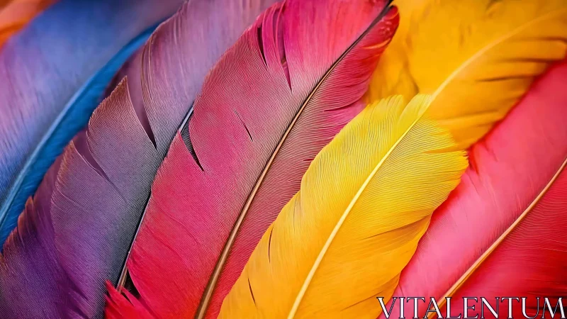 Vibrant close-up of colorful feathers in a soft, artistic style.