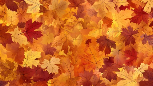 Layered maple foliage pattern in warm autumnal color gradient