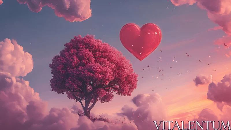 A Rose-Colored Tree Holds Love Among the Clouds