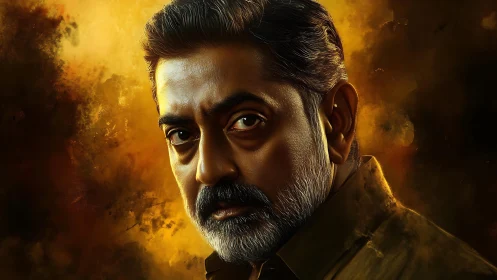 Weathered gentleman bathed in rich golden light.