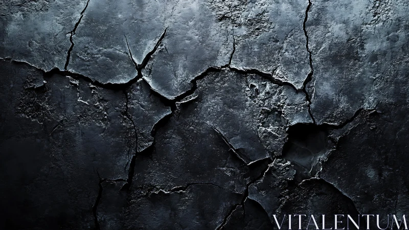 Dark cracked concrete surface with irregular fracture lines.