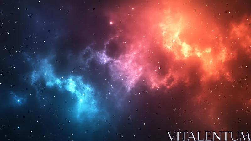 Celestial fire and ice nebula swirling across starry night.