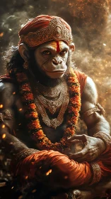 Ember crowned monkey sage in jeweled garlands of devotion.