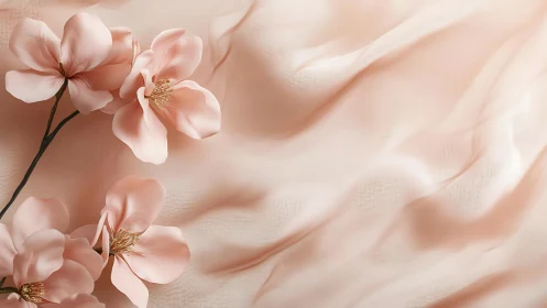 Soft Pink Orchid Blooms Against Silk Backdrop.