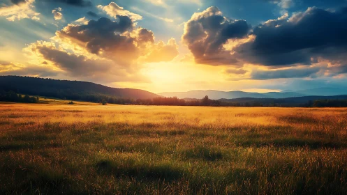 Sunset braids gold across a dreaming mountain meadow