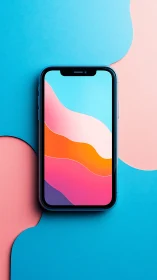 Modern Smartphone Displaying Colorful Gradient Wallpaper Design
