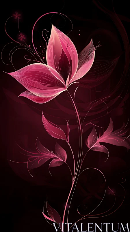 Luminous Pink Flower on Dark Background.