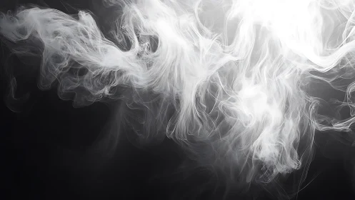 Volumetric white smoke plumes illuminated against dark backdrop