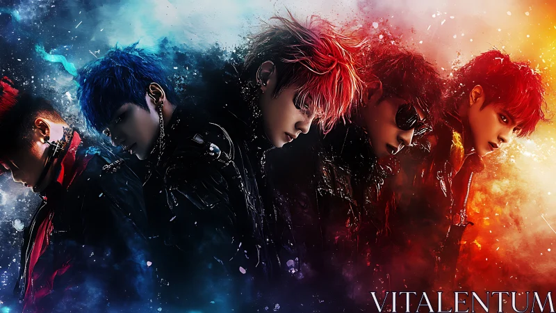 Spectrum-drenched band drifts through fire, smoke, and starlight