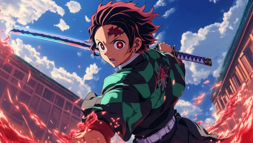 Blade-born resolve ignites a sky-scorched demon hunter.