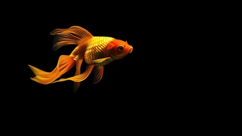 Elegant goldfish in vivid colors on a dramatic black background.