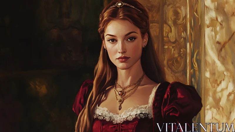 Renaissance-inspired portrait with textured brushwork and warm chiaroscuro