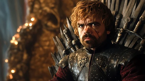 Battle-scarred dwarf warrior sits on dark iron throne