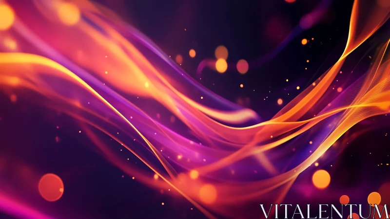 Vibrant flowing light waves in purple and orange motion.