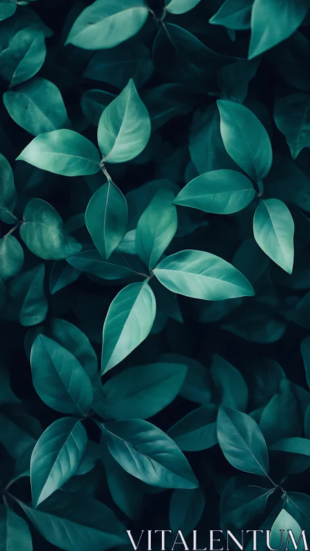 Midnight teal leaves murmuring in quiet botanical hush.