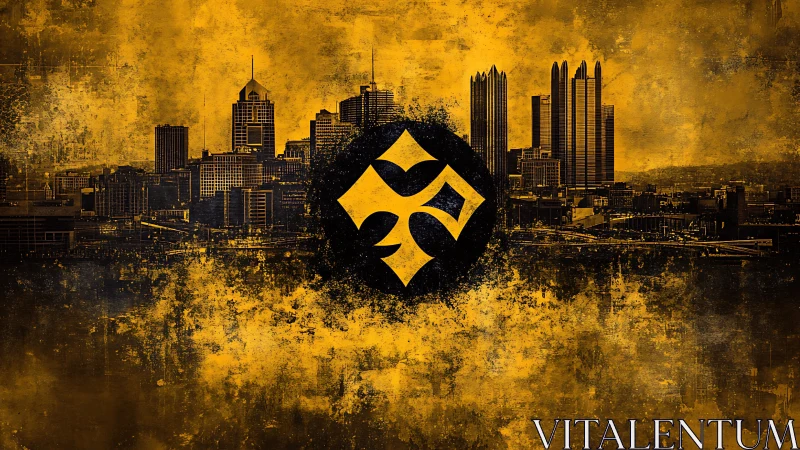 Bold city skyline wrapped in gritty black and gold pride.