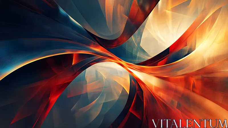 Dynamic Abstract Swirl in Warm and Cool Tones, Digital Art.