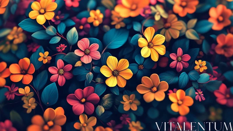 Dense Floral Arrangement with Layered Depth