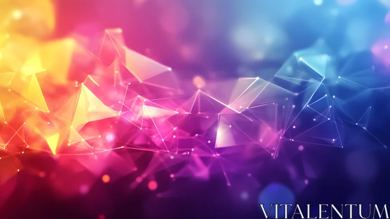 Abstract Geometric Polygonal Network in Vibrant Gradient Colors.