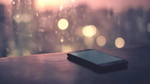 Urban Glow: A Smartphone's Quiet Moment.