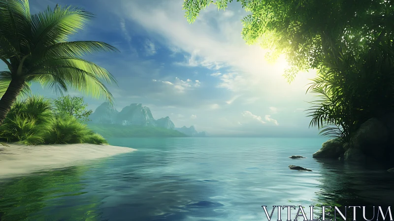 Tropical Lagoon with Limestone Peaks.