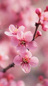 Cherry Blossom Reverie: Pink Petals Suspended in Dreamy Bloom.
