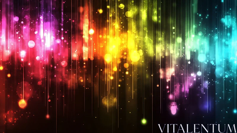 Prismatic lightfall cascades through a neon cosmic haze.