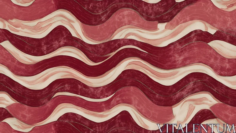 Crimson and blush wave pattern with textured paint strokes.