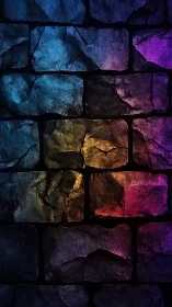 Multicolored stone wall texture with gradient illumination.