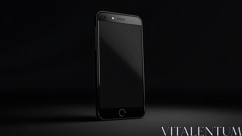Sleek Black Smartphone Standing Proud Against Dark Background