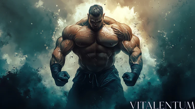 Stormborn titan unleashes power amid swirling battle mist.