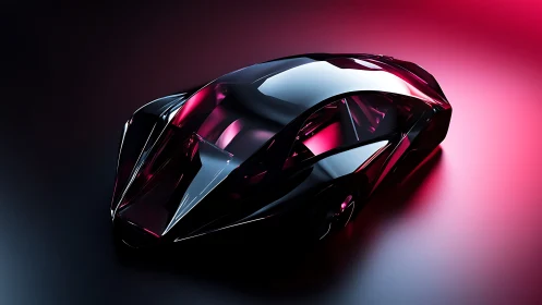 Neon Phantom Supercar Under Crimson Studio Glow.
