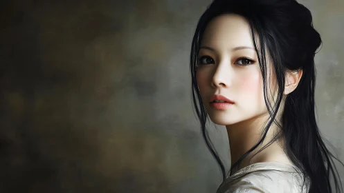 Soft-lit digital portrait captures quiet, timeless elegance