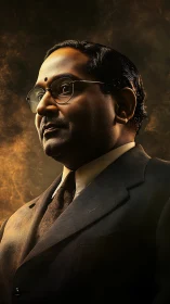 Photorealistic portrait of dignified man in suit profile.