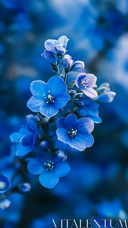 Blue Flowers with Shallow Focus and Bokeh Background