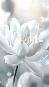 White Lotus Bloom in Soft Focus Luminescence and Ethereal Detail