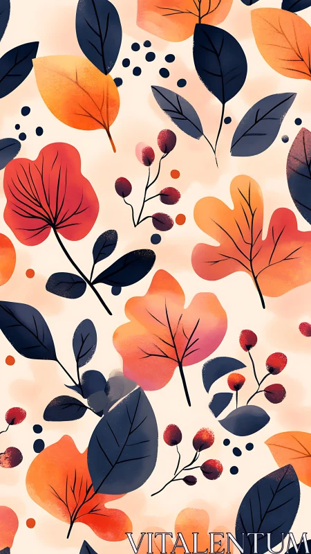 Digital botanical leaf pattern in warm autumnal palette.