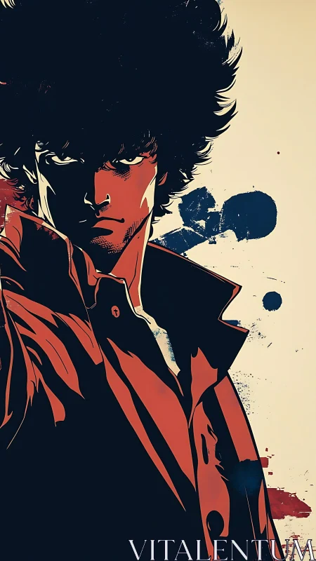 Neo-noir cel-shaded portrait of brooding male antihero