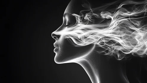 Whispered light streams through a tranquil digital profile.