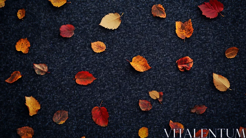 Fallen autumn leaves choreograph quiet sparks across midnight