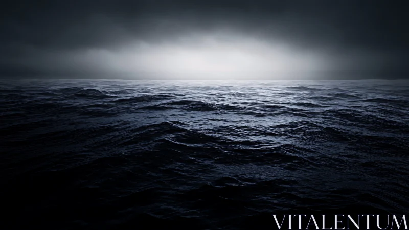 Low-key ocean surface under storm-limited luminance field.