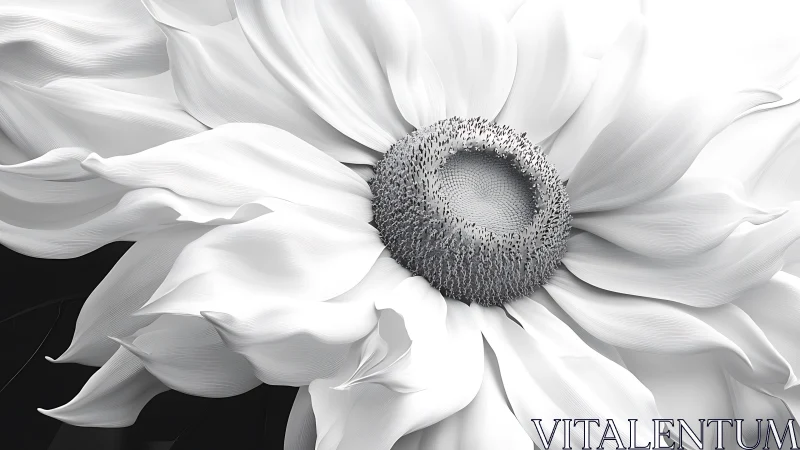 Close-up macro photography of white sunflower with detailed textured center