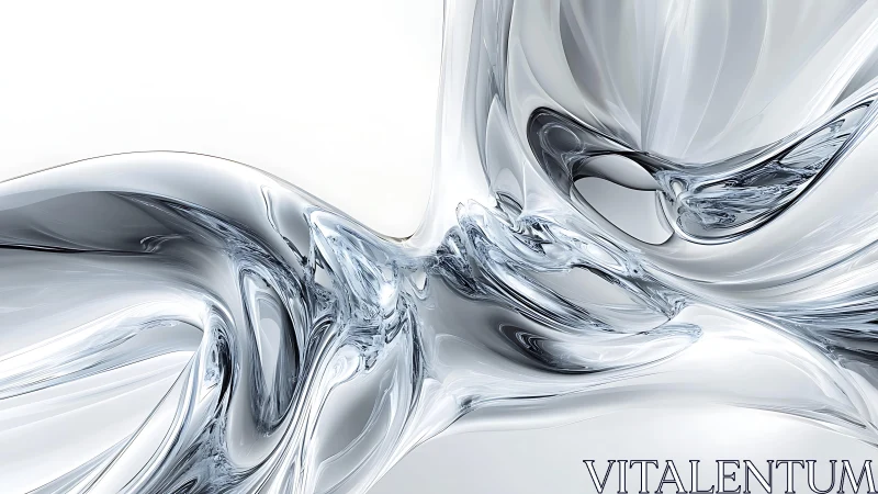 Abstract chrome fluid shapes in futuristic digital art style.