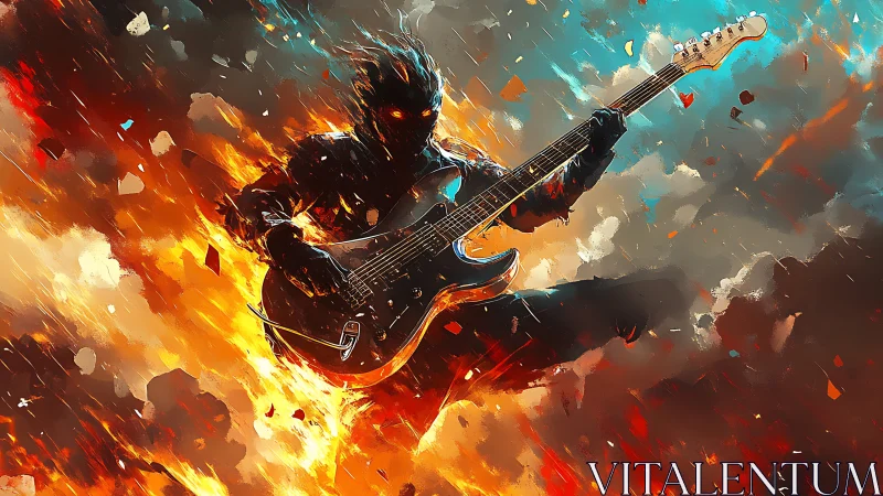 Firestorm guitarist rips molten chords through a burning sky