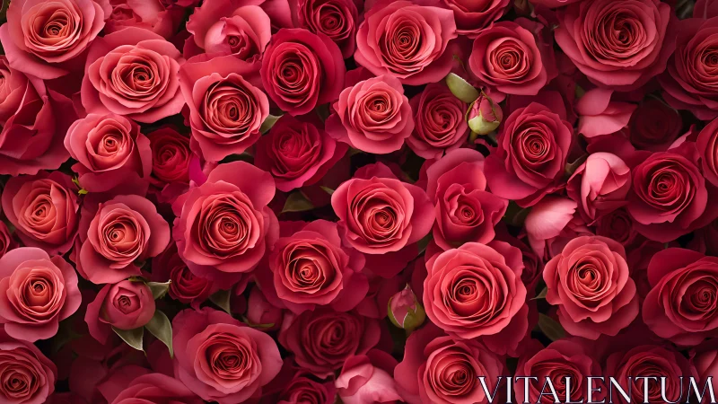 Vibrant Red Roses Dense Floral Arrangement Close-up.