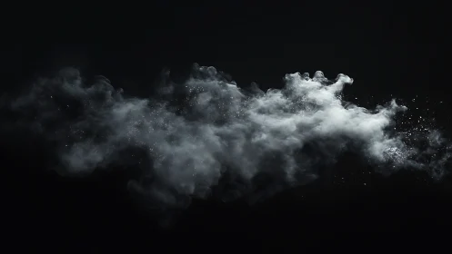 Billowing white smoke drifts through a dark atmospheric void